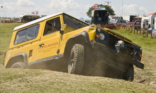 4X4 on gentle off road course at Steam Rally event, Somerset.